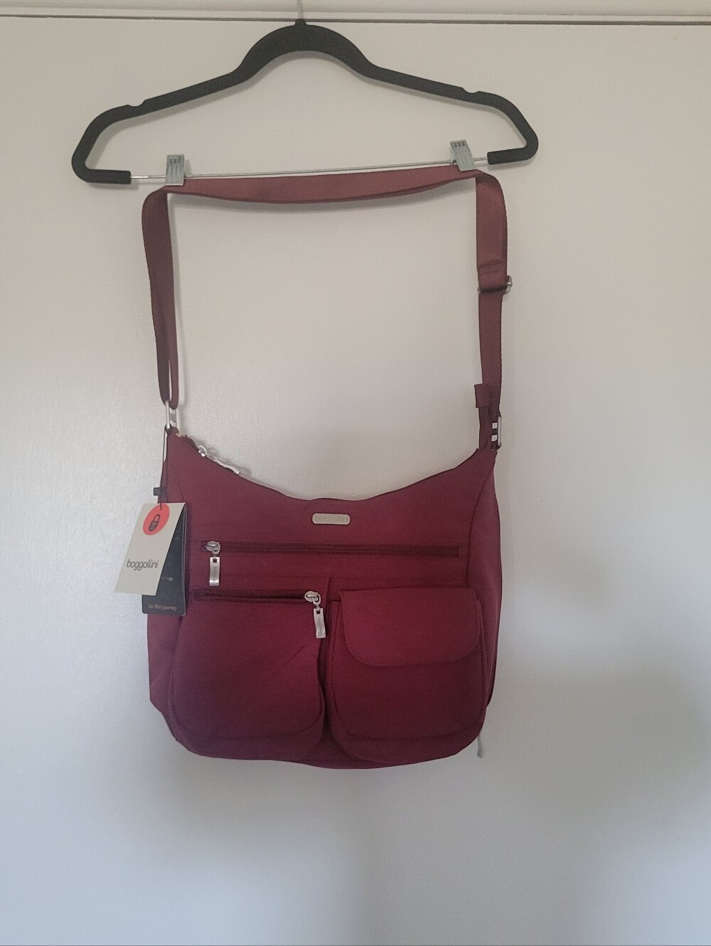 NWT Baggallini Burgundy Shoulder Bag with Multiple Pockets